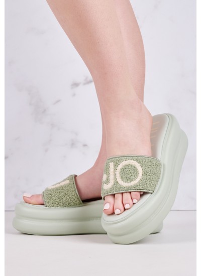 Women Platforms Low Aria.06 Green Fabric Liu Jo