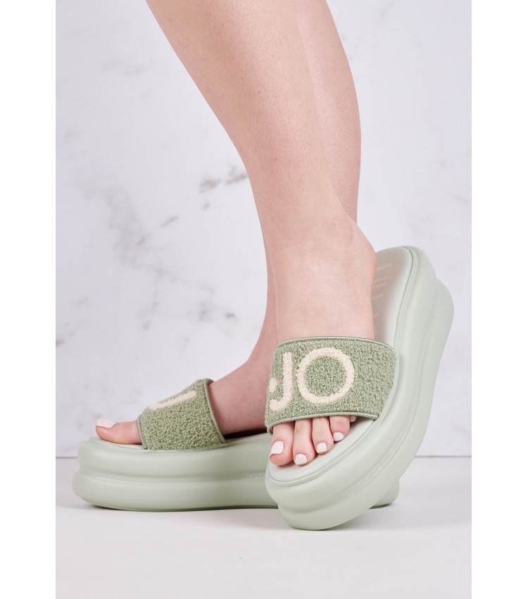 Women Platforms Low Aria.06 Green Fabric Liu Jo