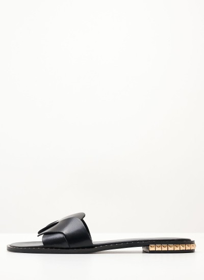 Γυναικεία Flats K4.135 Μαύρο Δέρμα Makis Kotris