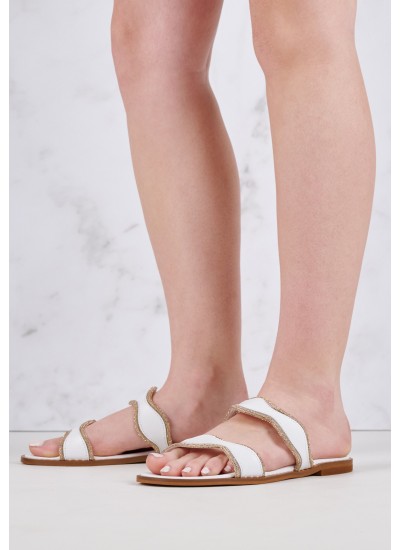 Women Flats 04.027 White Leather MAKIS KOTRIS