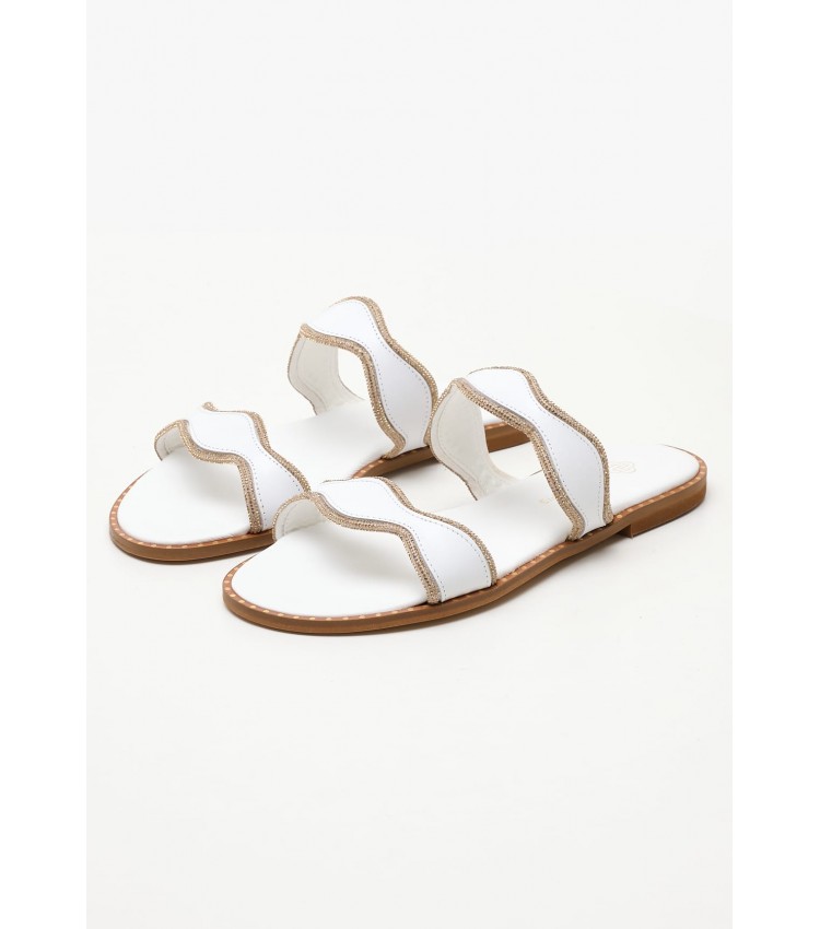 Women Flats 04.027 White Leather MAKIS KOTRIS