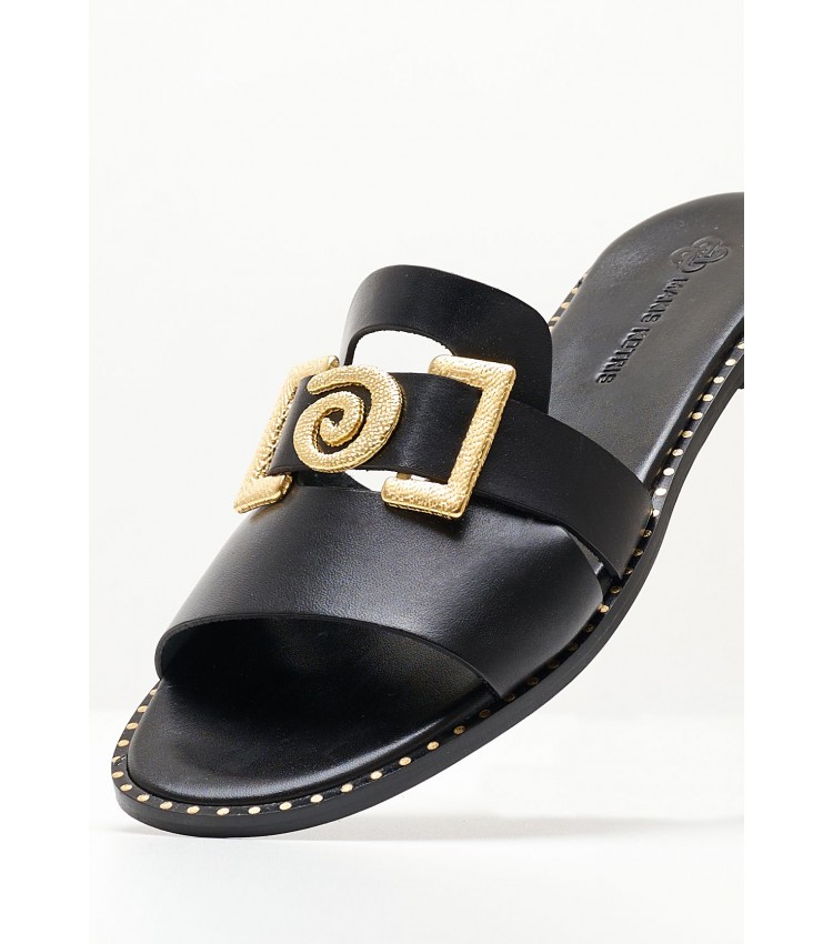 Women Flats 04.401.2 Black Leather MAKIS KOTRIS