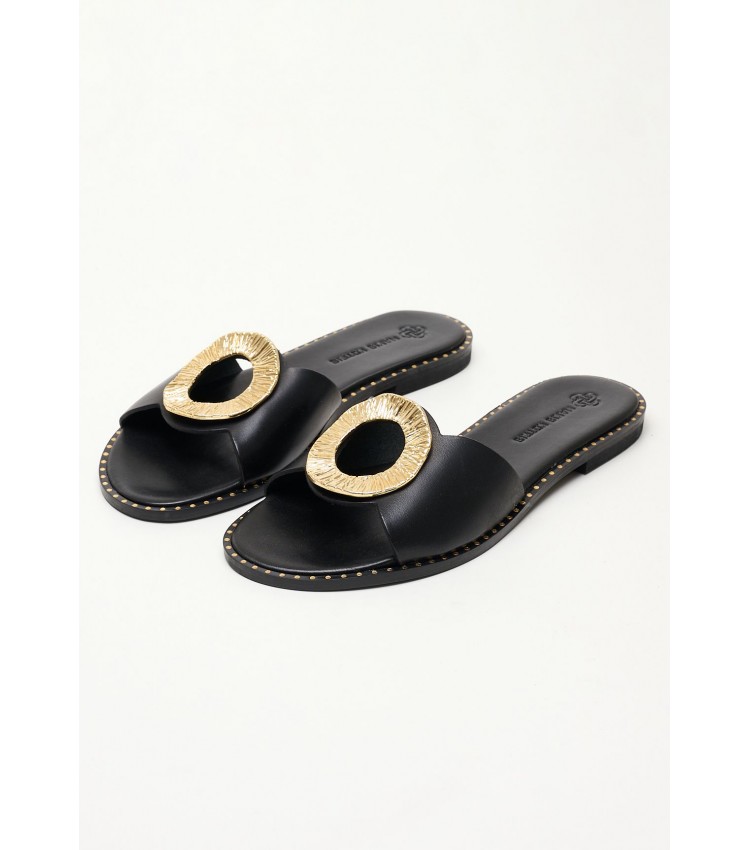 Women Flats 04.652.D Black Leather MAKIS KOTRIS