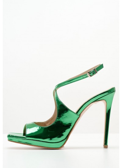 Women Sandals 92.922 Green Patent Leather MAKIS KOTRIS