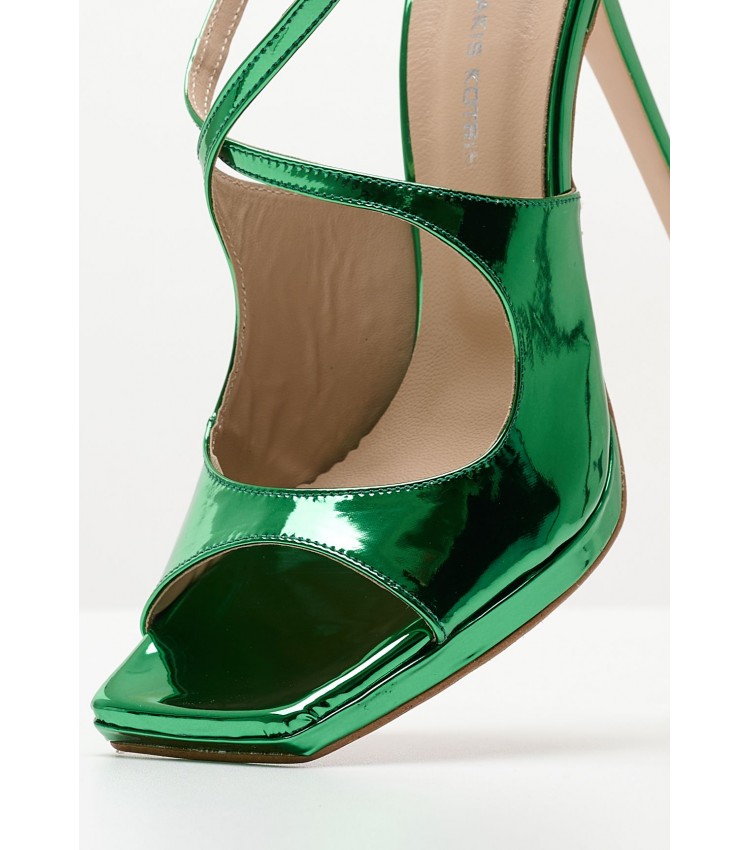 Women Sandals 92.922 Green Patent Leather MAKIS KOTRIS