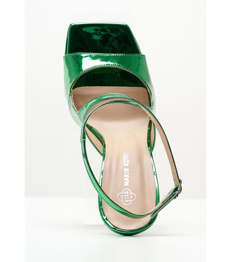 Women Sandals 92.922 Green Patent Leather MAKIS KOTRIS