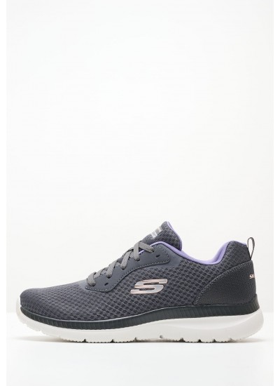 Women Casual Shoes 12606 Grey Fabric Skechers