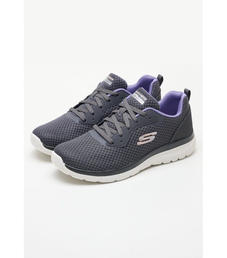 Women Casual Shoes 12606 Grey Fabric Skechers