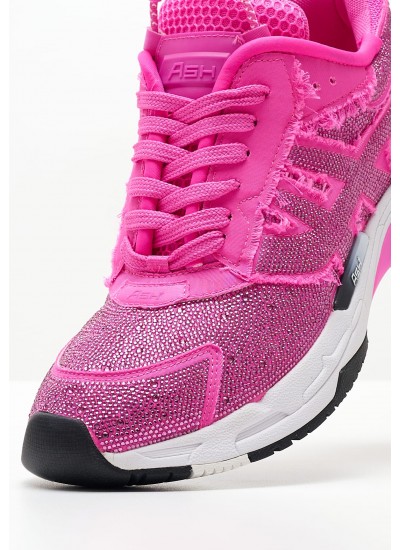 Women Casual Shoes Race.Strass Pink Fabric Ash