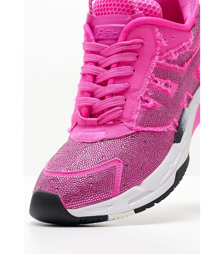 Women Casual Shoes Race.Strass Pink Fabric Ash