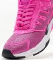 Women Casual Shoes Race.Strass Pink Fabric Ash