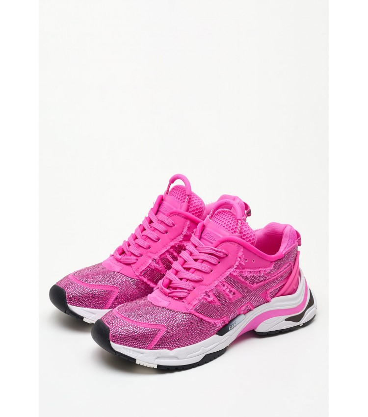 Women Casual Shoes Race.Strass Pink Fabric Ash