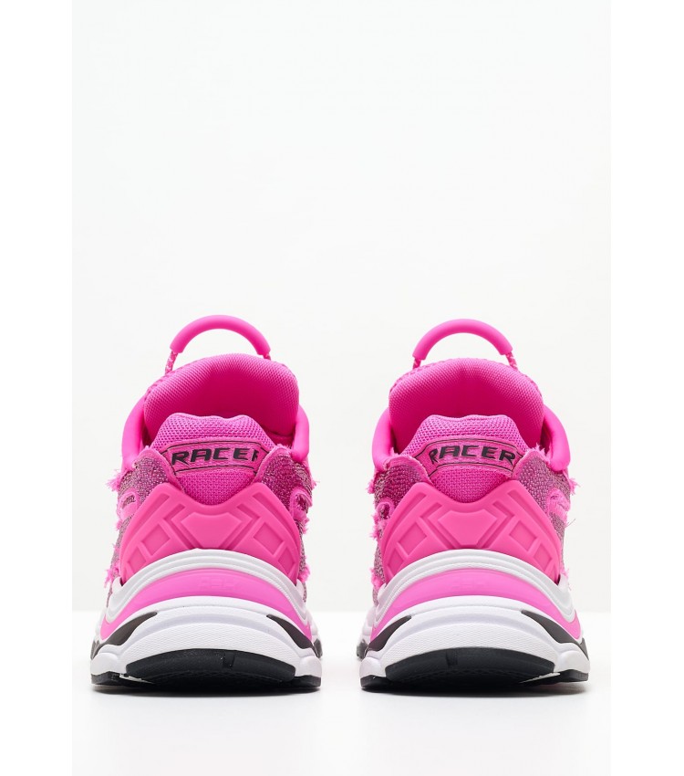 Women Casual Shoes Race.Strass Pink Fabric Ash