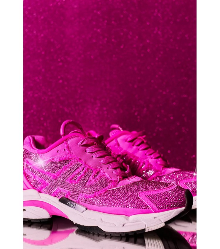 Women Casual Shoes Race.Strass Pink Fabric Ash