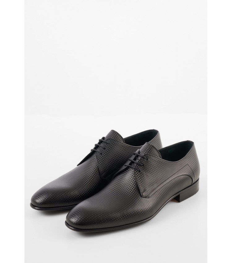 Men Shoes 3647 Black Leather Perlamoda