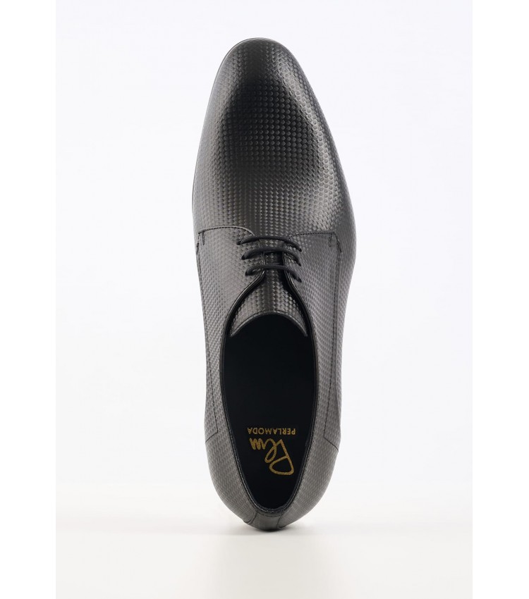 Men Shoes 3647 Black Leather Perlamoda