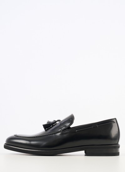 Men Moccasins R6711 Black Leather Boss shoes