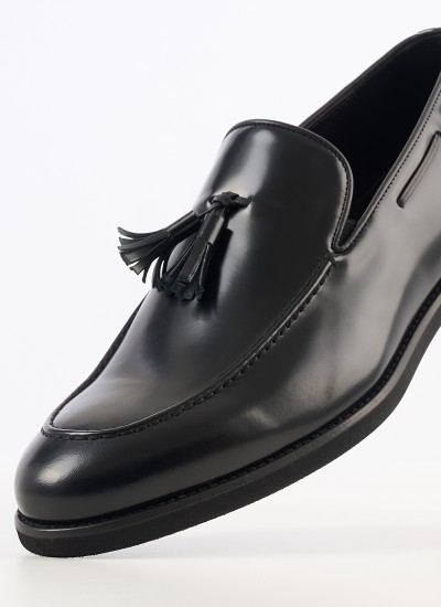 Ανδρικά Παπούτσια Δετά 9022 Μαύρο Δέρμα Mortoglou