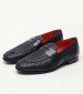 Men Moccasins B.902 Blue Leather Perlamoda