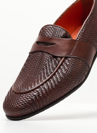 Men Moccasins B.902 Brown Leather Perlamoda