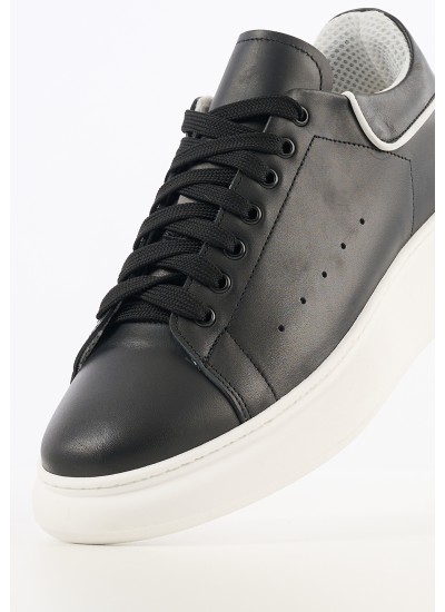 Men Casual Shoes Rey Black Leather Perlamoda