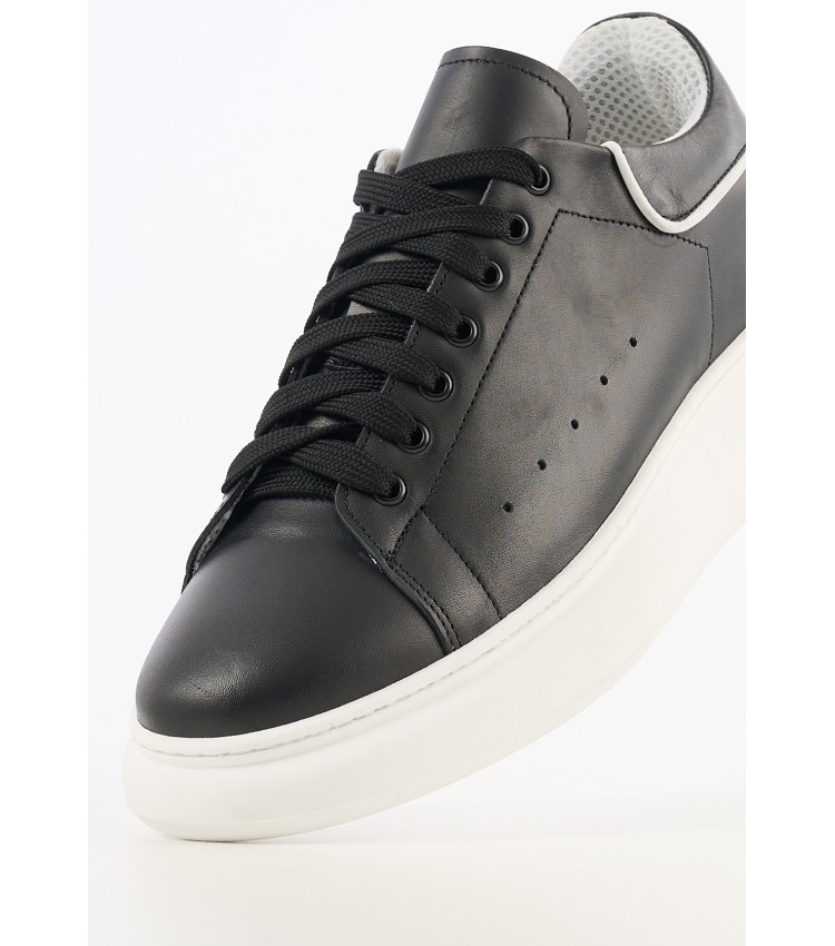 Men Casual Shoes Rey Black Leather Perlamoda