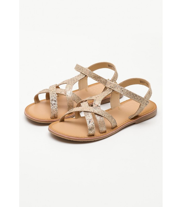 Kids Flip Flops & Sandals Canissa Gold Leather Mood