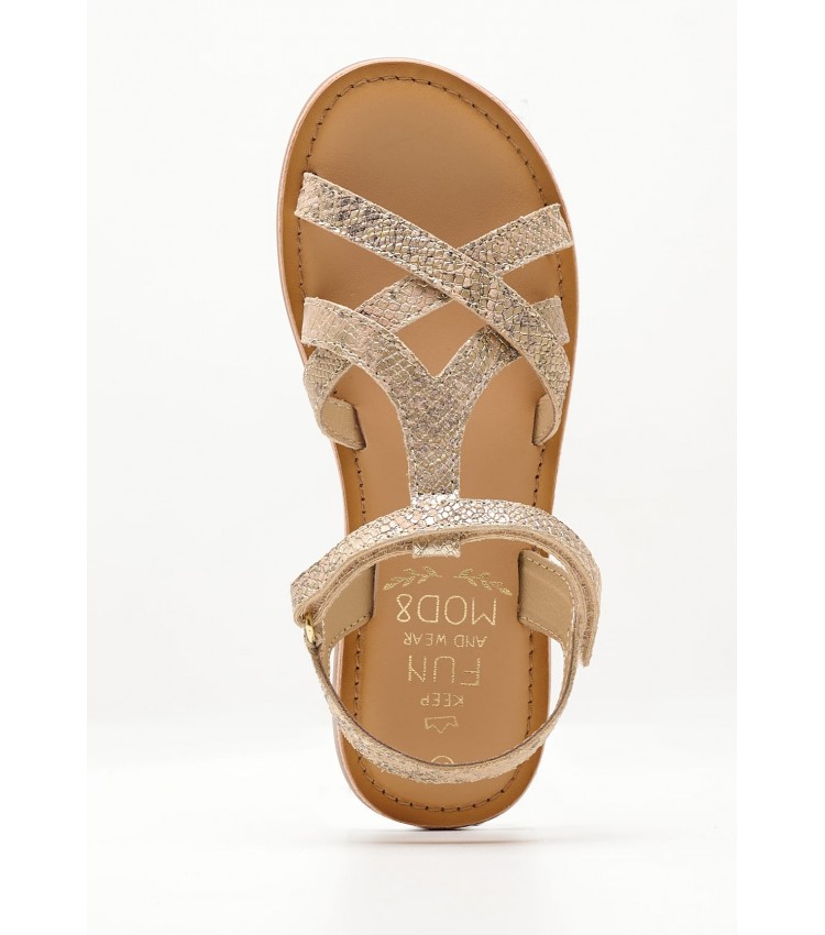 Kids Flip Flops & Sandals Canissa Gold Leather Mood