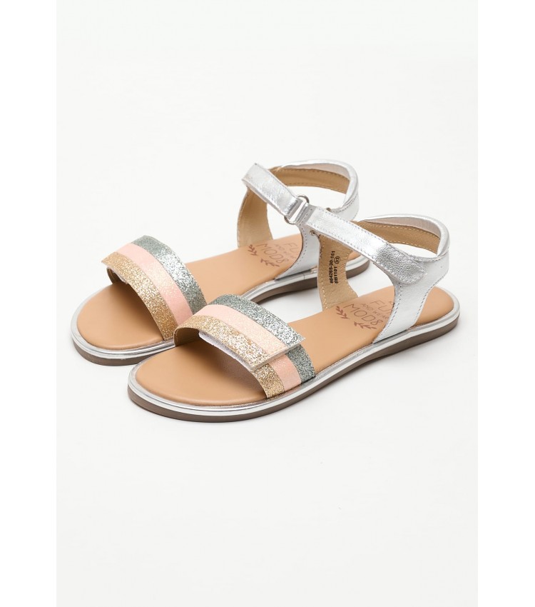 Kids Flip Flops & Sandals Paganisa.Mtl Silver Leather Mood