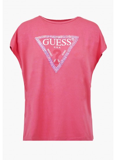 Γυναικείες Μπλούζες - Τοπ 3d.Flowers Ροζ Βισκόζη Guess