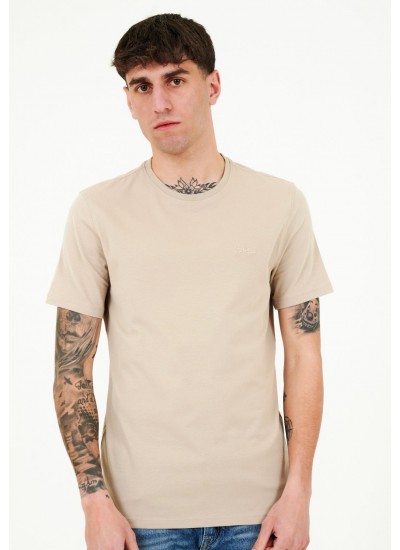 Men T-Shirts Basic.Pima Beige Cotton Guess