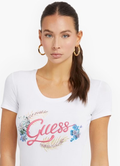 Γυναικείες Μπλούζες - Τοπ Rose Άσπρο Βισκόζη Guess