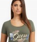 Women T-Shirts - Tops Embelish Green Cotton Guess