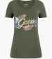 Women T-Shirts - Tops Embelish Green Cotton Guess