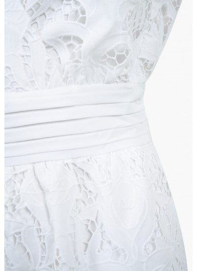Women Dresses - Bodysuits Eyelet.Dress White Polyester Guess
