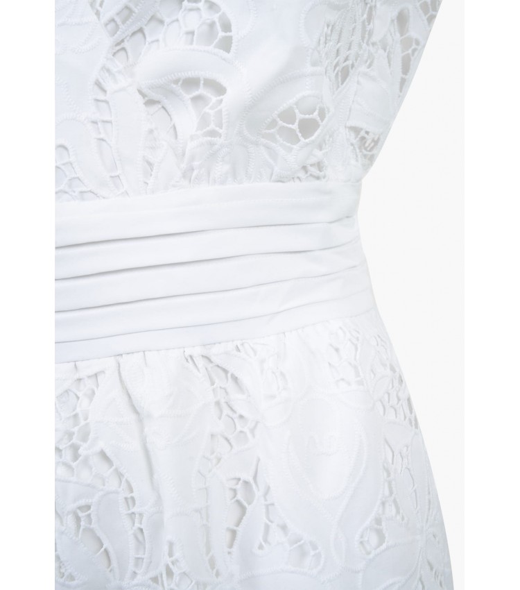 Γυναικεία Φορέματα - Ολόσωμες Φόρμες Eyelet.Dress Άσπρο Πολυεστέρα Guess