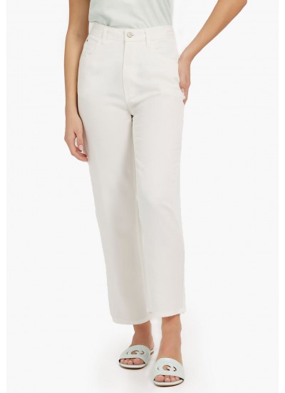 Women Trousers Mom.J23 White Lyocell Fabric Guess