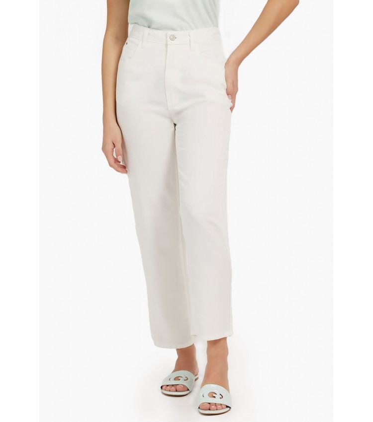 Women Trousers Mom.J23 White Lyocell Fabric Guess
