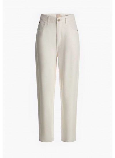 Women Trousers Mom.J23 White Lyocell Fabric Guess