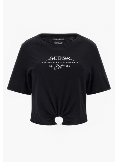 Γυναικείες Μπλούζες - Τοπ Piercing.Tee Μαύρο Βαμβάκι Guess