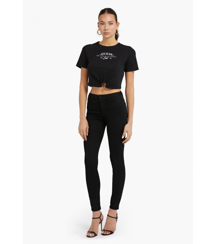 Γυναικείες Μπλούζες - Τοπ Piercing.Tee Μαύρο Βαμβάκι Guess Γυναικείες Μπλούζες - Τοπ Piercing.Tee Μαύρο Βαμβάκι Guess