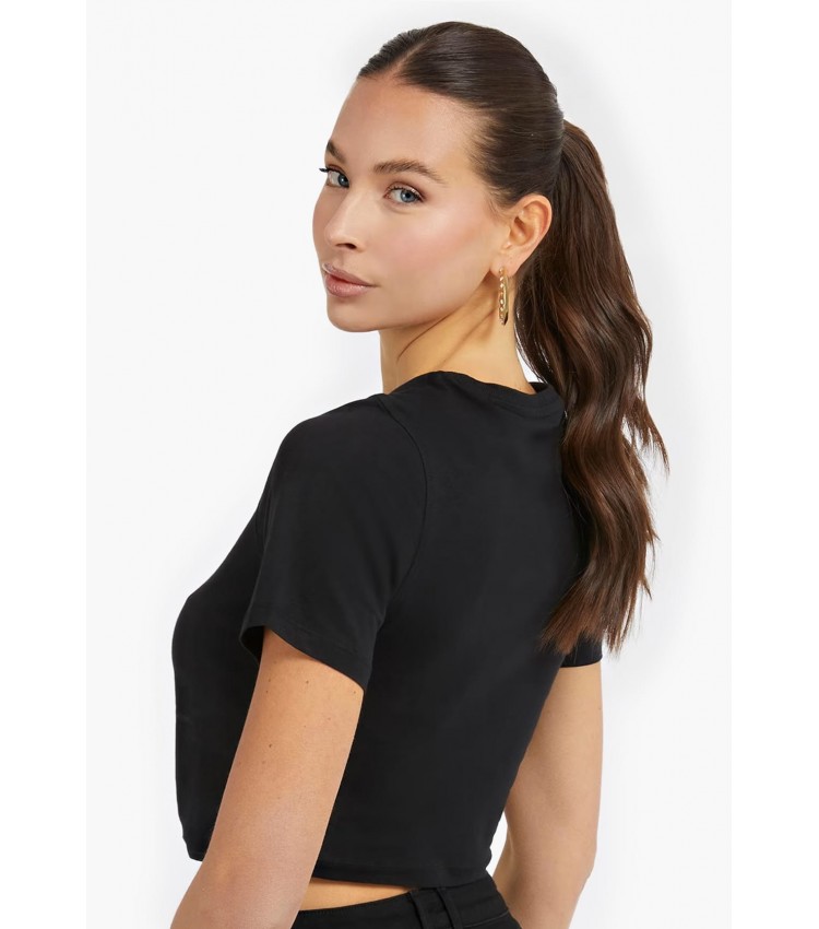 Γυναικείες Μπλούζες - Τοπ Piercing.Tee Μαύρο Βαμβάκι Guess Γυναικείες Μπλούζες - Τοπ Piercing.Tee Μαύρο Βαμβάκι Guess