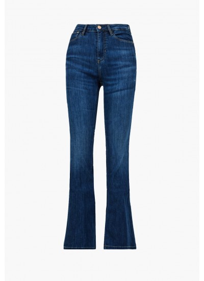 Women Trousers Sexy.Flare DarkBlue Cotton Guess