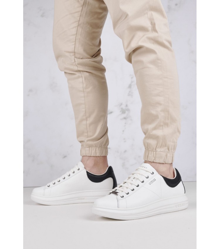 Men Casual Shoes Vibo.Over White Leather Guess