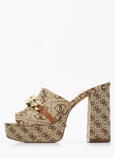 Γυναικεία Mules Xanthe2 Μπεζ Ύφασμα Guess