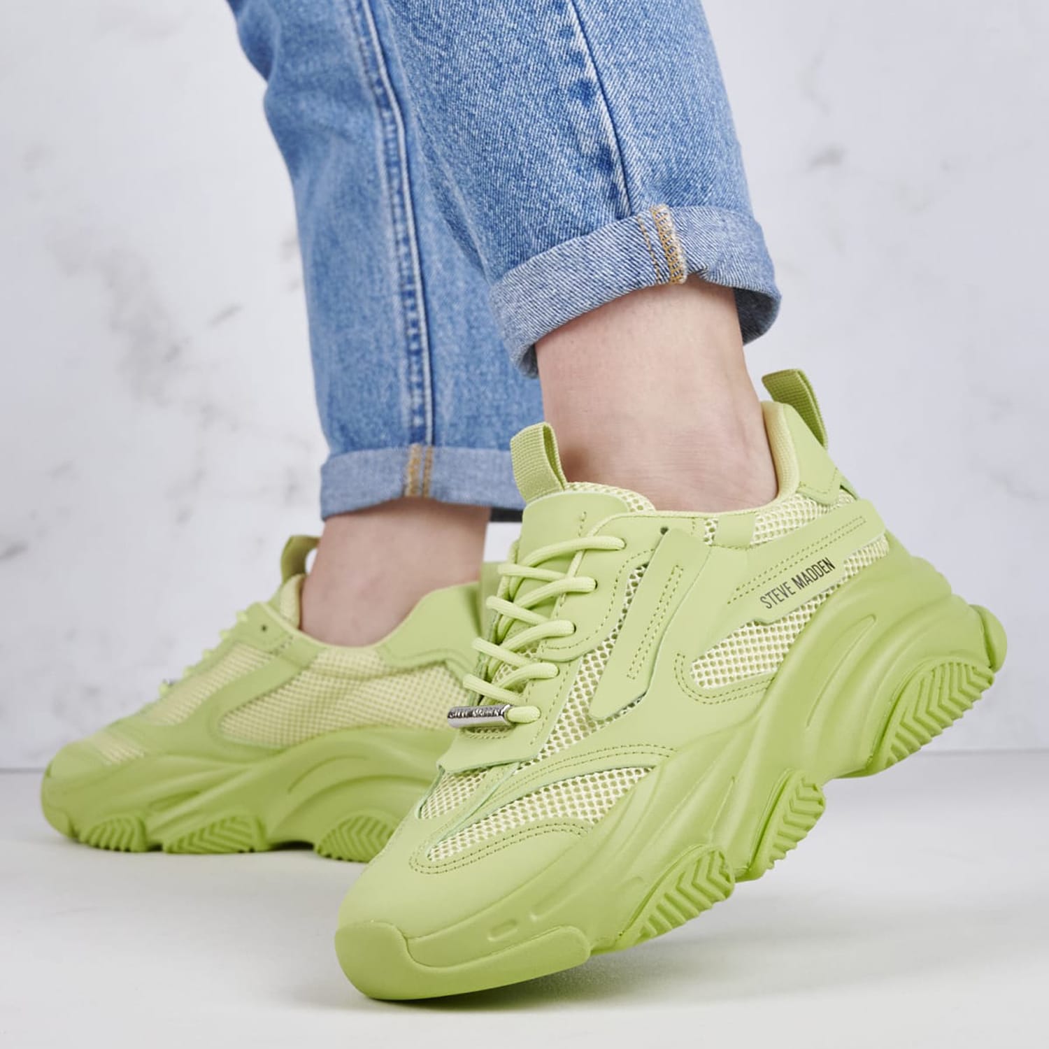 Women Casual Shoes Possession Green Fabric Steve Madden