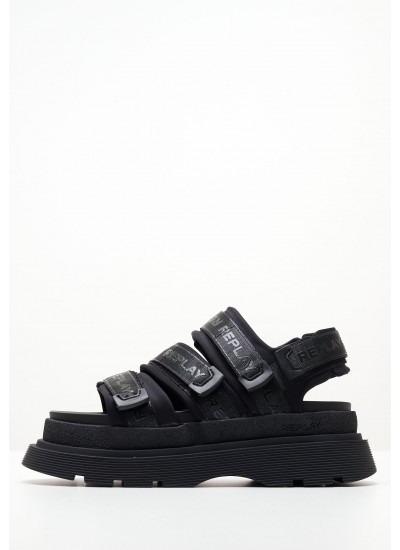 Women Platforms Low Artic.Sun Black Fabric Replay