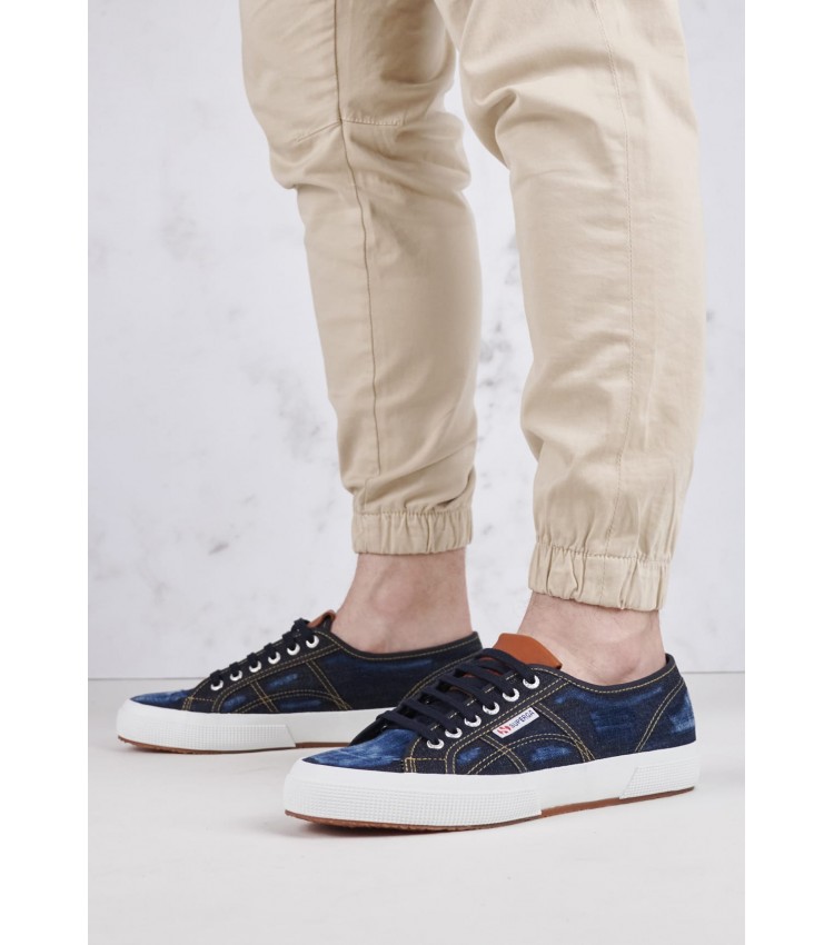 Men Casual Shoes Distressed.Denim Blue Fabric Replay