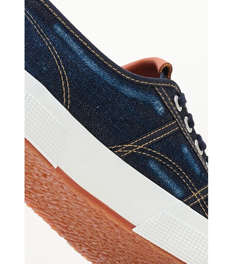 Men Casual Shoes Distressed.Denim Blue Fabric Replay