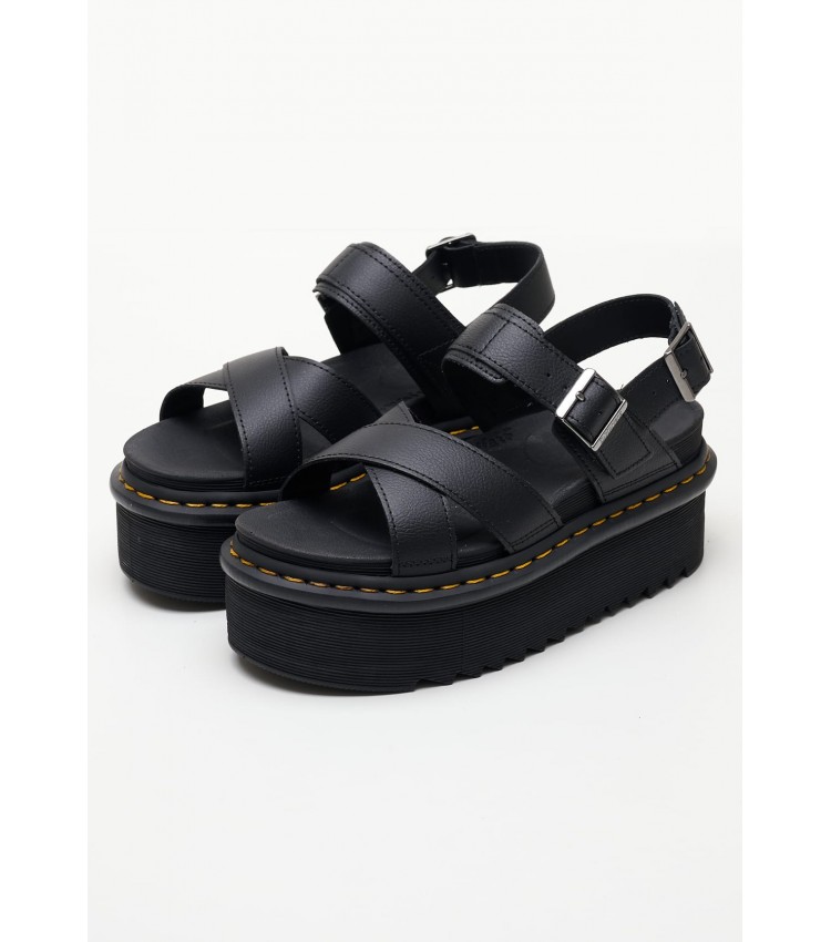 Women Platforms Low Voss.2Quad Black Leather Dr. Martens